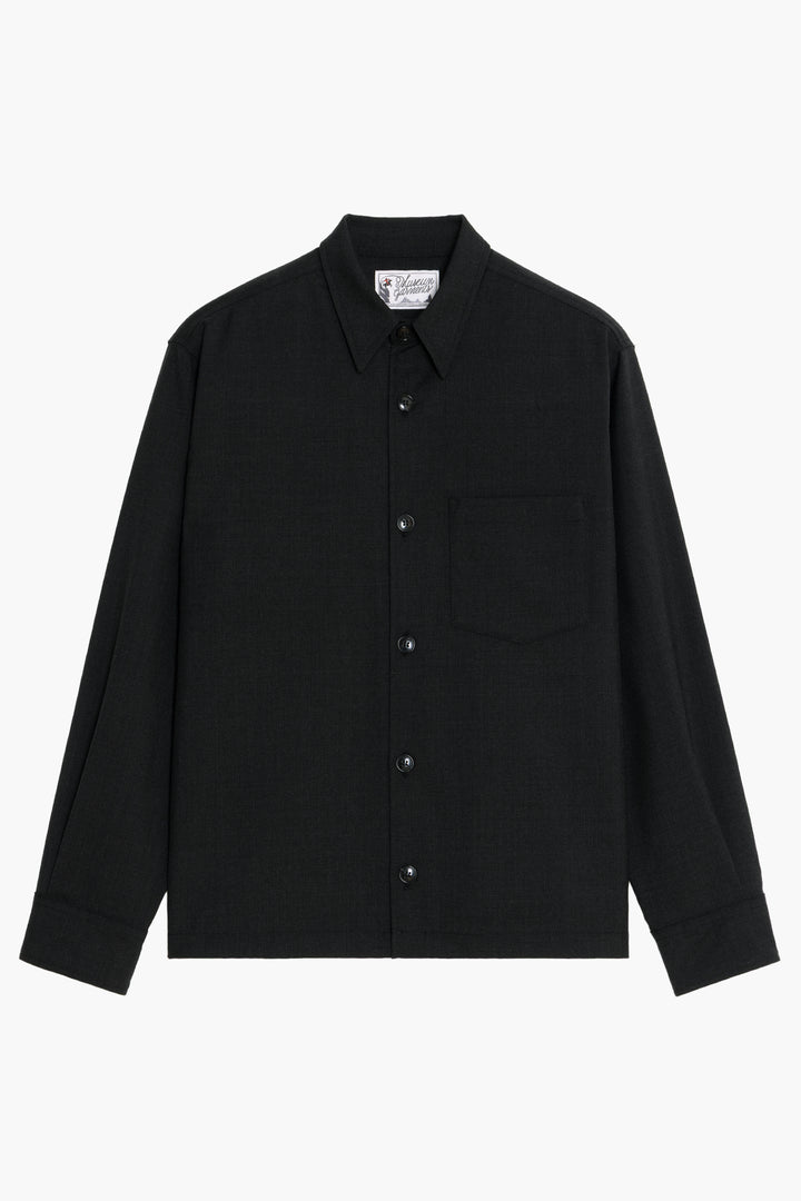 Western Overshirt - Toile de Laine Tropicale Gris Anthracite