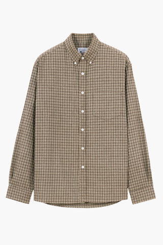 Dad's shirt - Flanelle de coton à carreaux Marron/Vert
