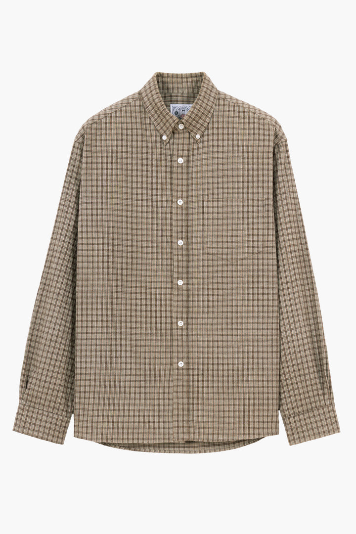 Dad's shirt - Flanelle de coton à carreaux Marron/Vert