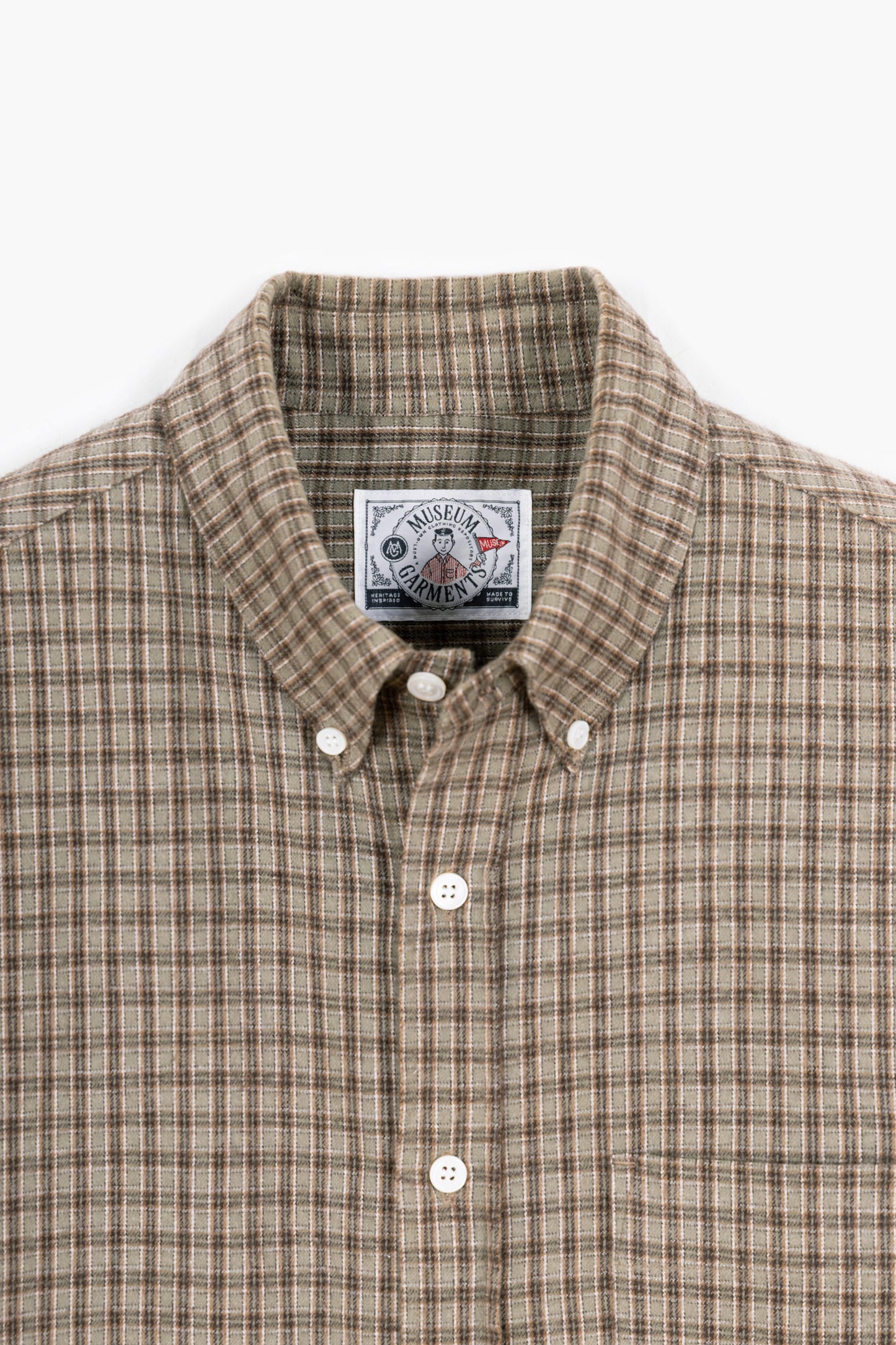 Dad's shirt - Flanelle de coton à carreaux Marron/Vert