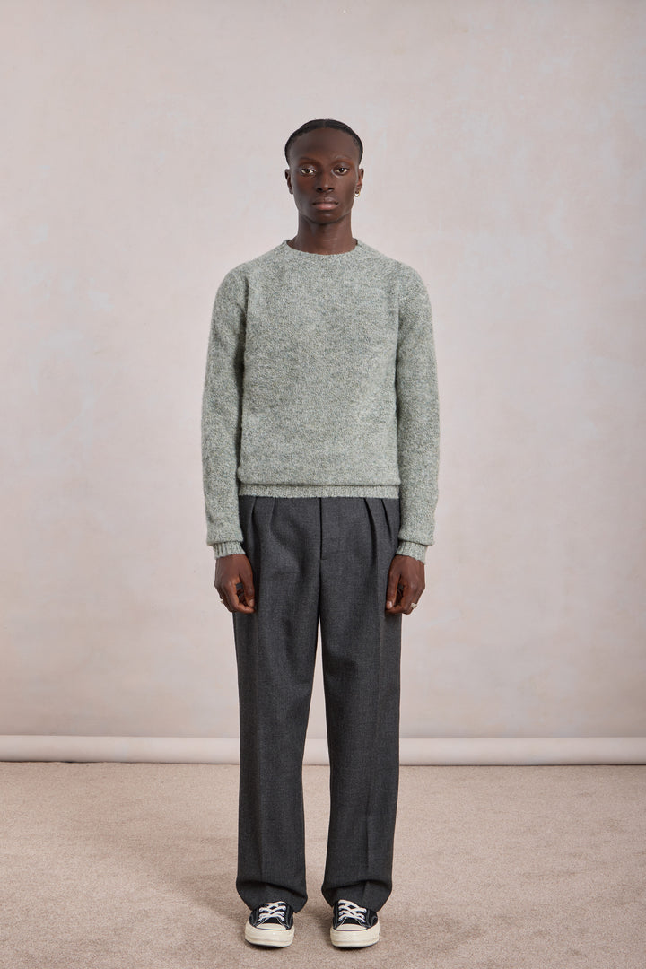 Pull Shaggy Dog mouliné en laine - Twisted Green