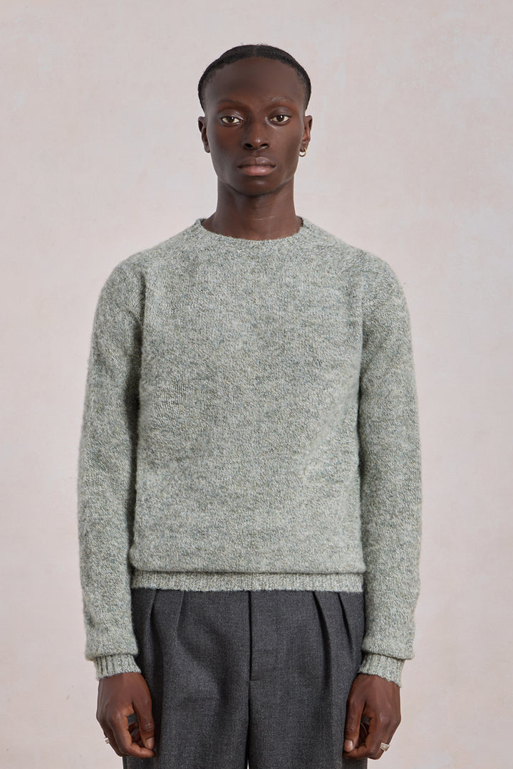 Pull Shaggy Dog mouliné en laine - Twisted Green