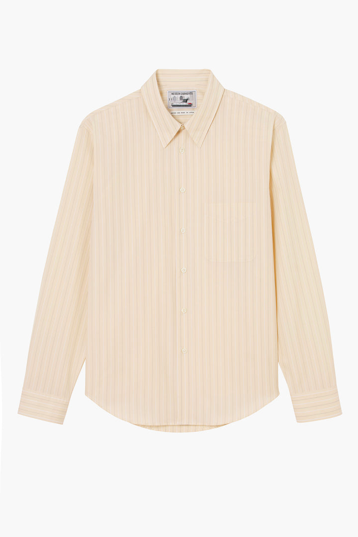 Corporate Shirt - Striped Cotton poplin Vanilla/White