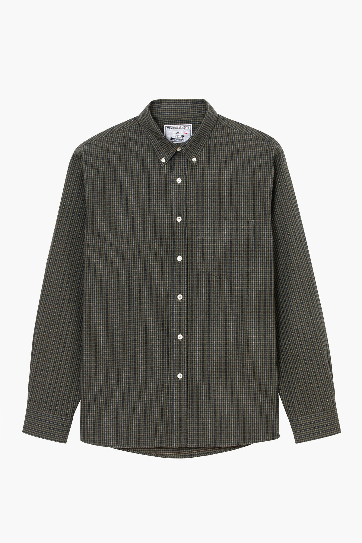 Dad's shirt - Micro-Checked Brushed cotton Dark Green/Green
