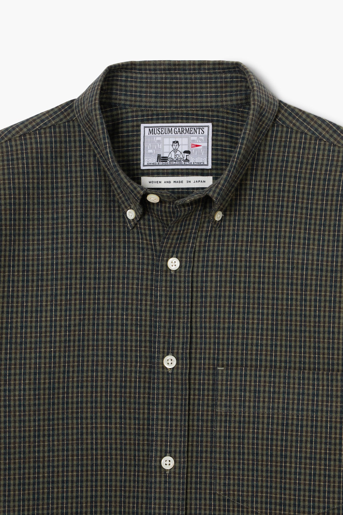 Dad's shirt - Micro-Checked Brushed cotton Dark Green/Green