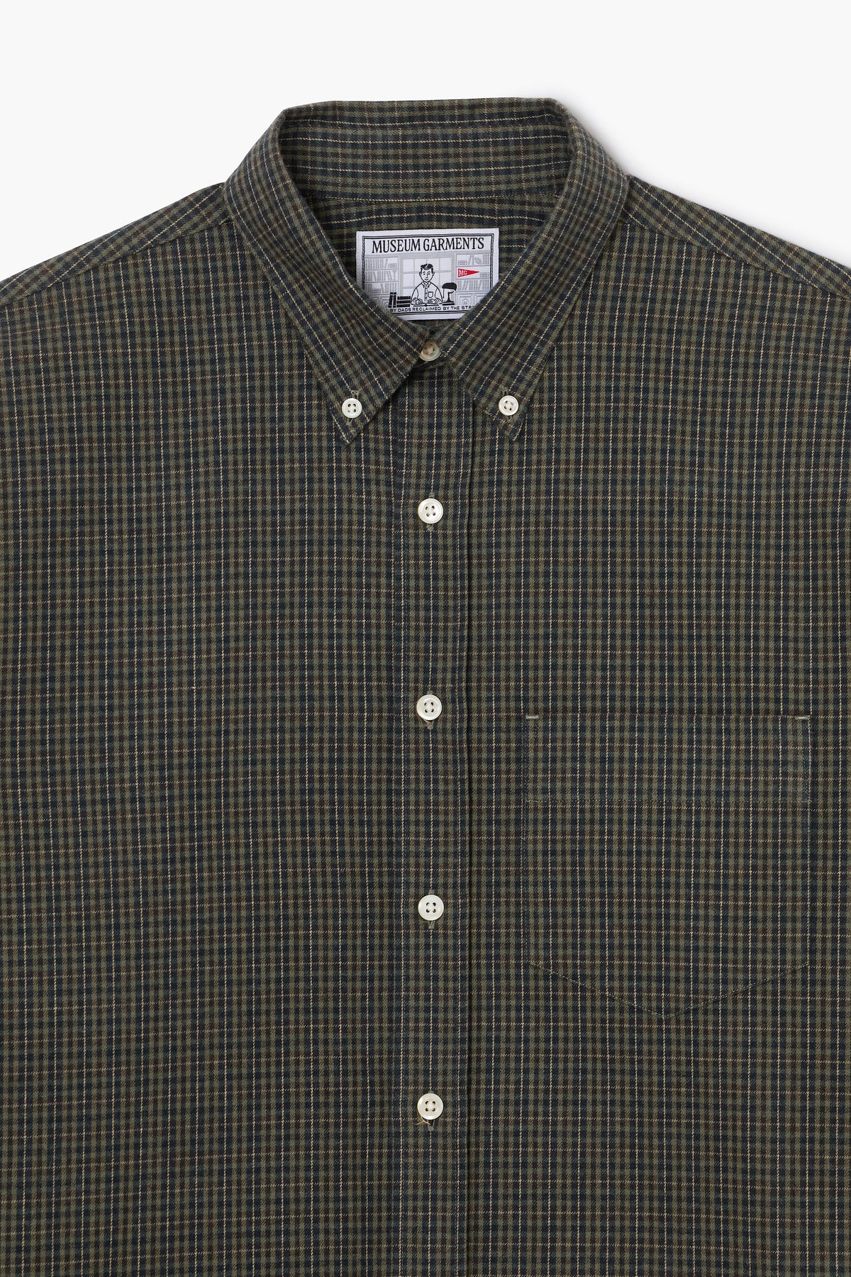 Dad's shirt - Micro-Checked Brushed cotton Dark Green/Green