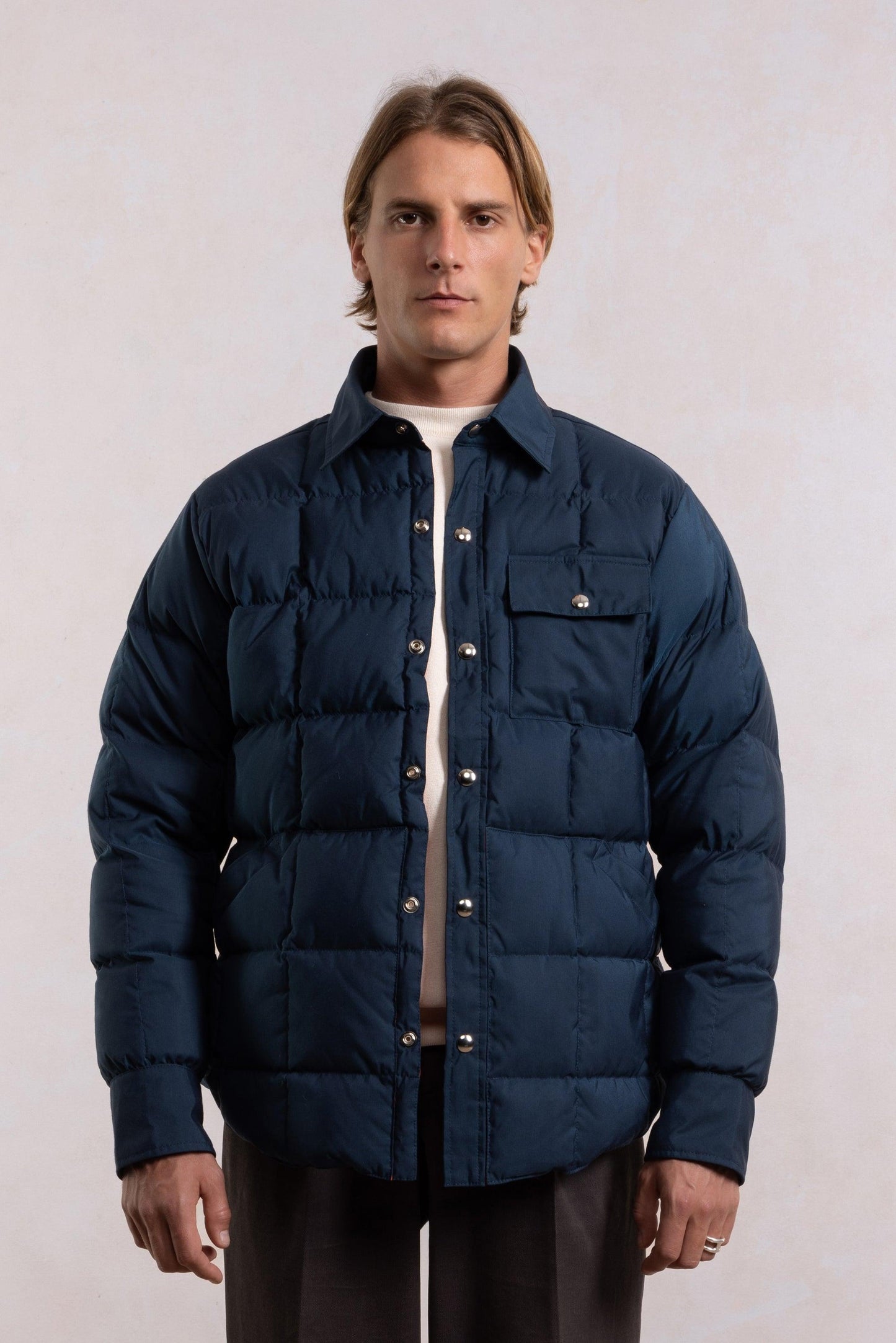 Down jacket overshirt - Navy/Orange