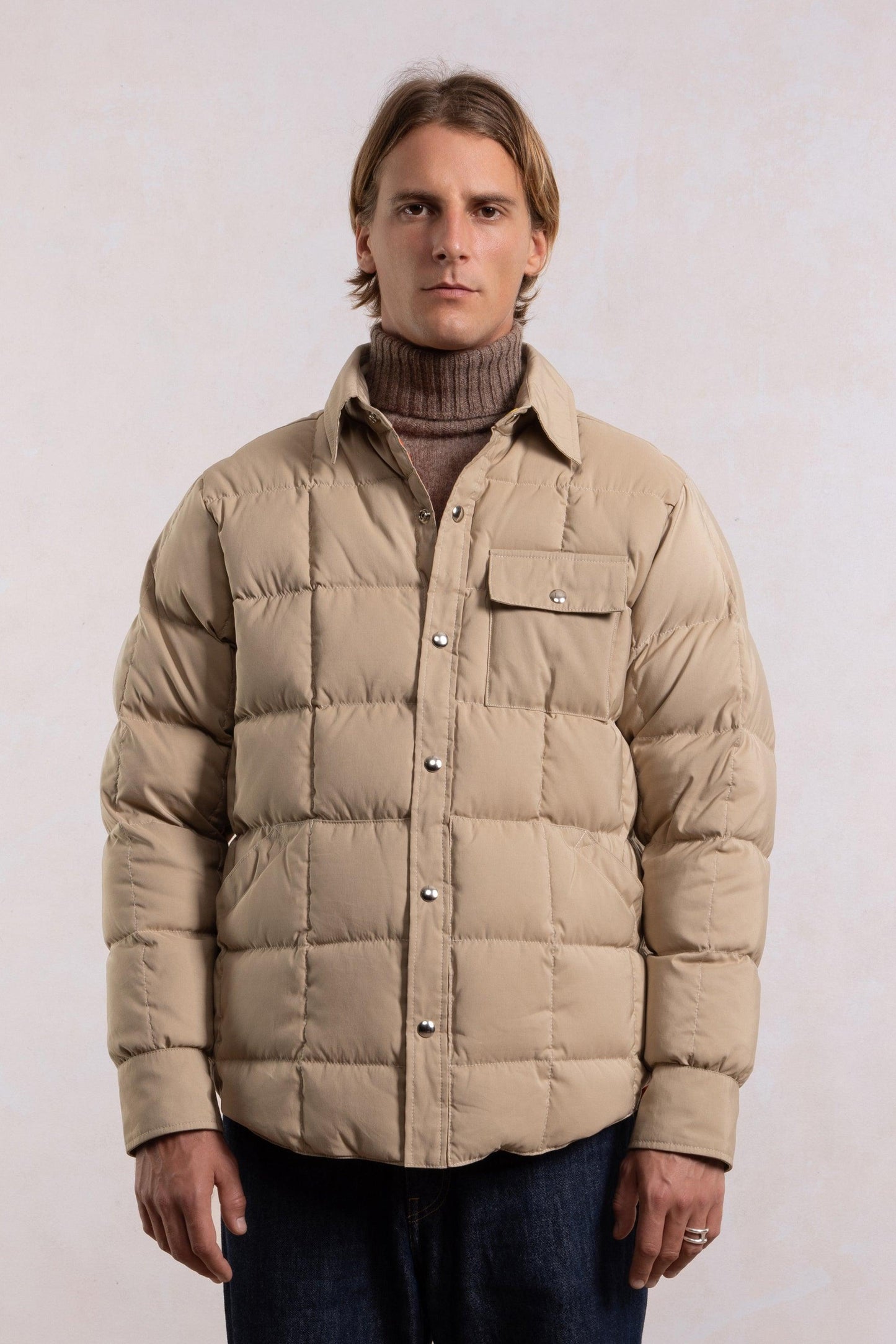 Down Jacket Overshirt - Beige/Orange