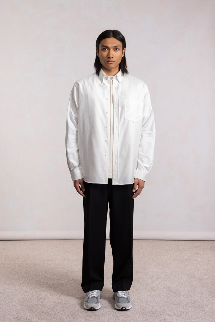 Brushed Oxford Button-Down Shirt - Off-white