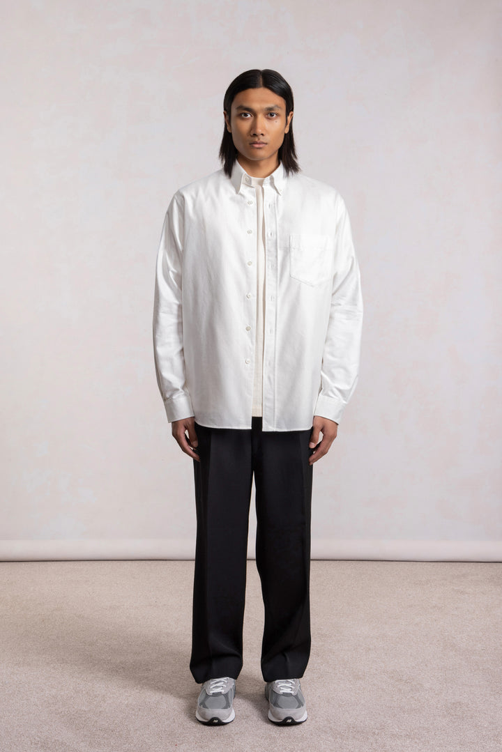 Brushed Oxford Button-Down Shirt - Off-white