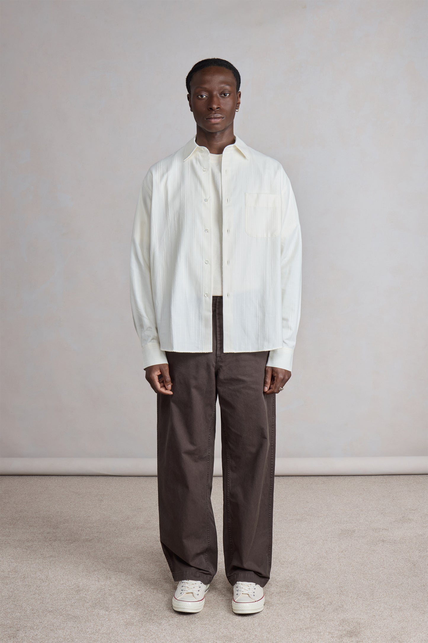 The White Shirt - Rayures texturées Ecru