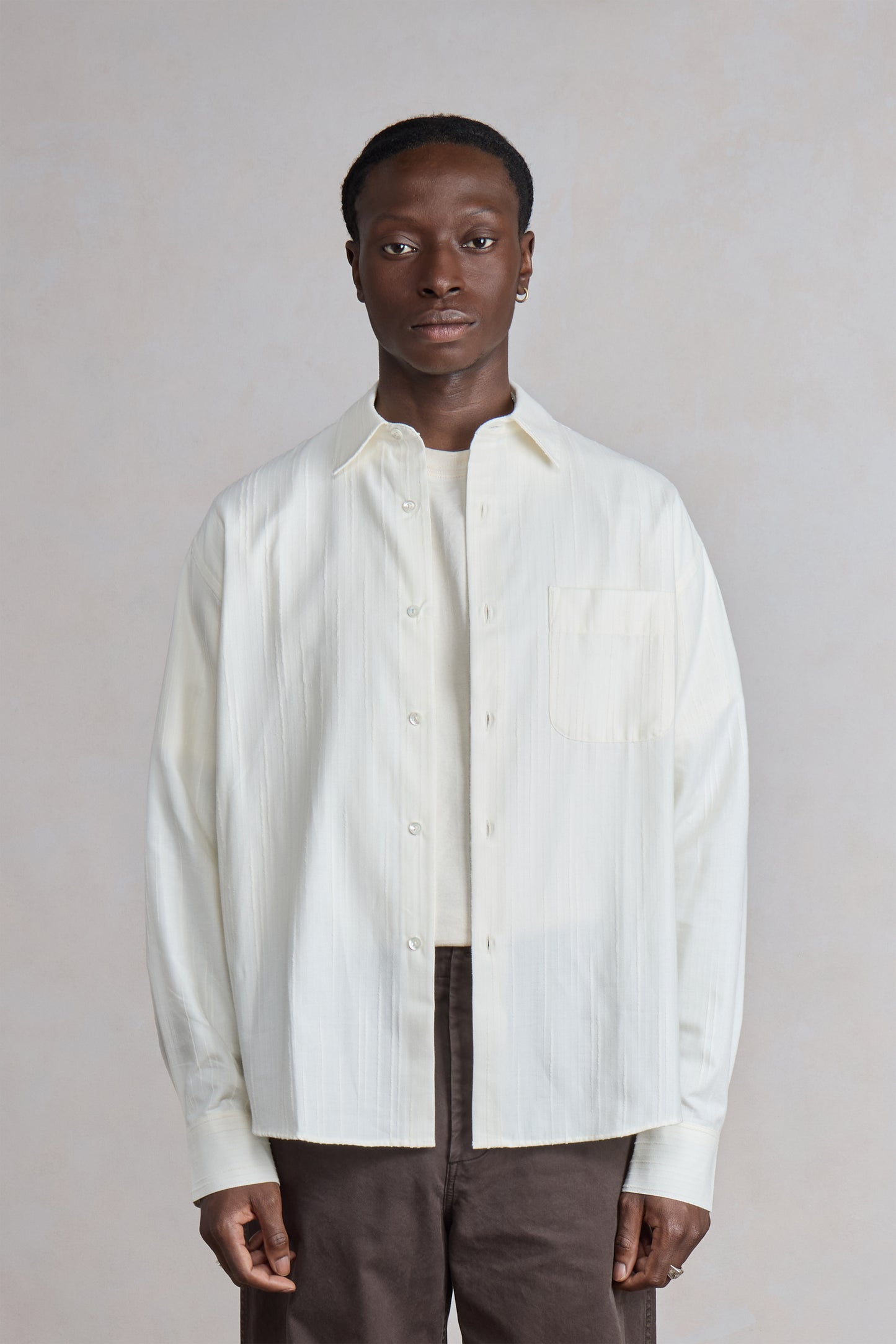 The White Shirt - Rayures texturées Ecru
