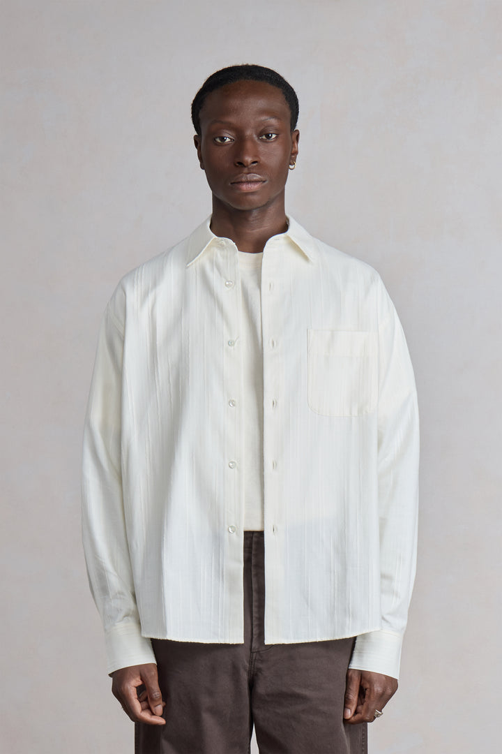 The White Shirt - Rayures texturées Ecru