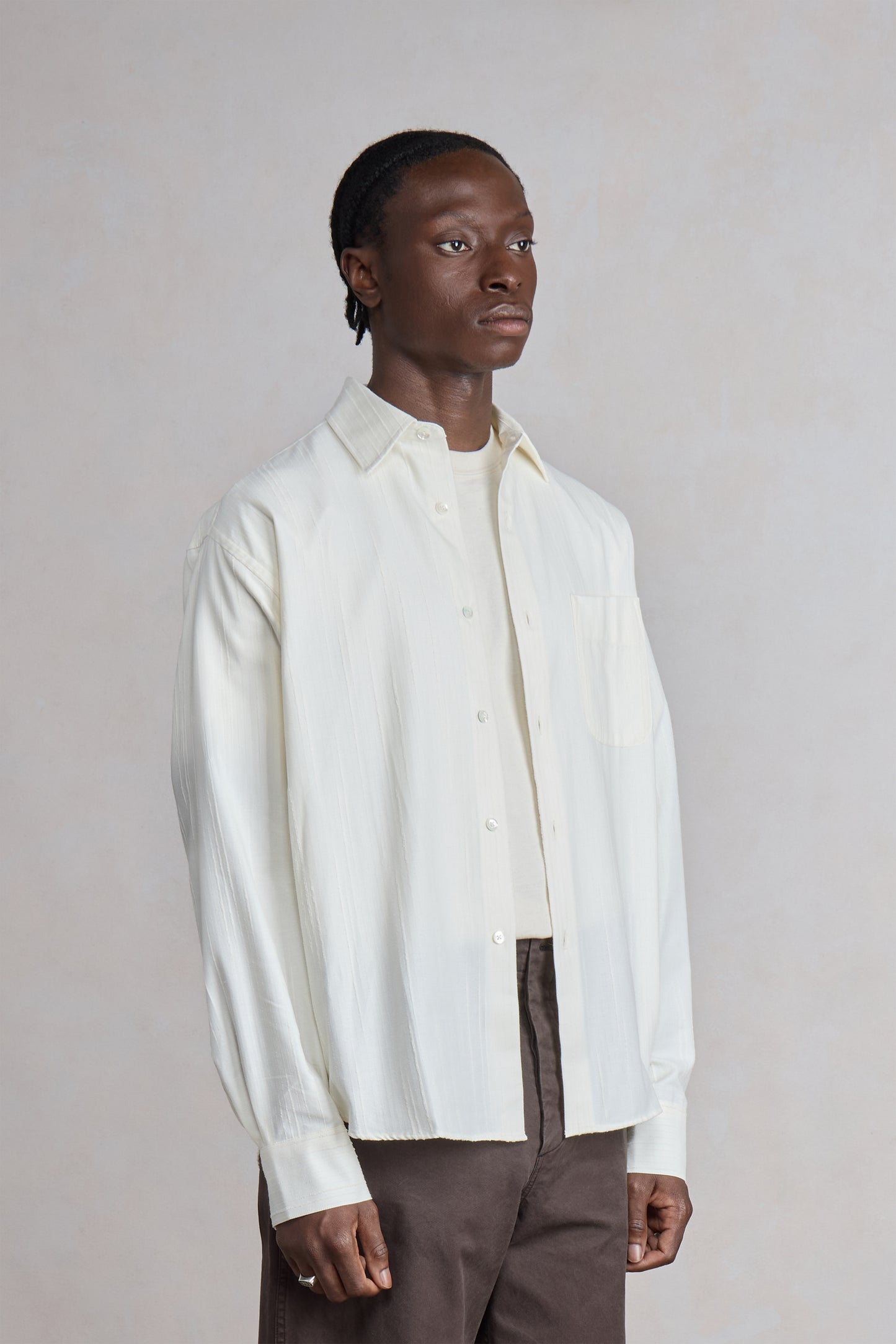 The White Shirt - Rayures texturées Ecru