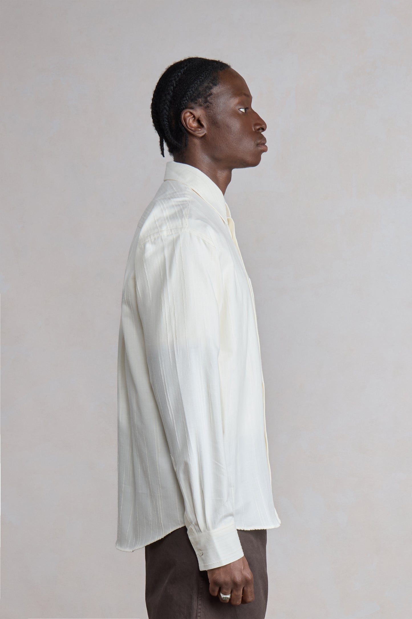 The White Shirt - Rayures texturées Ecru