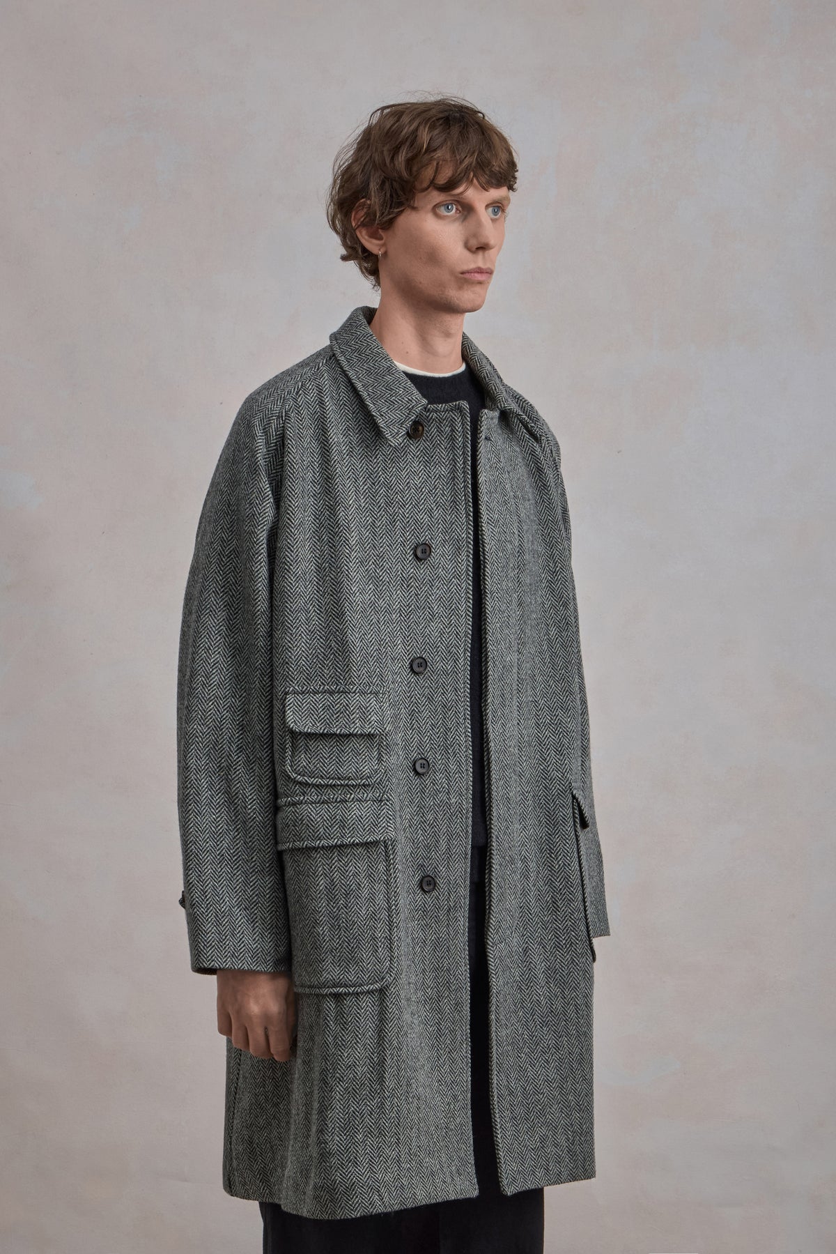 Manteau Balmacaan en laine - Chevron