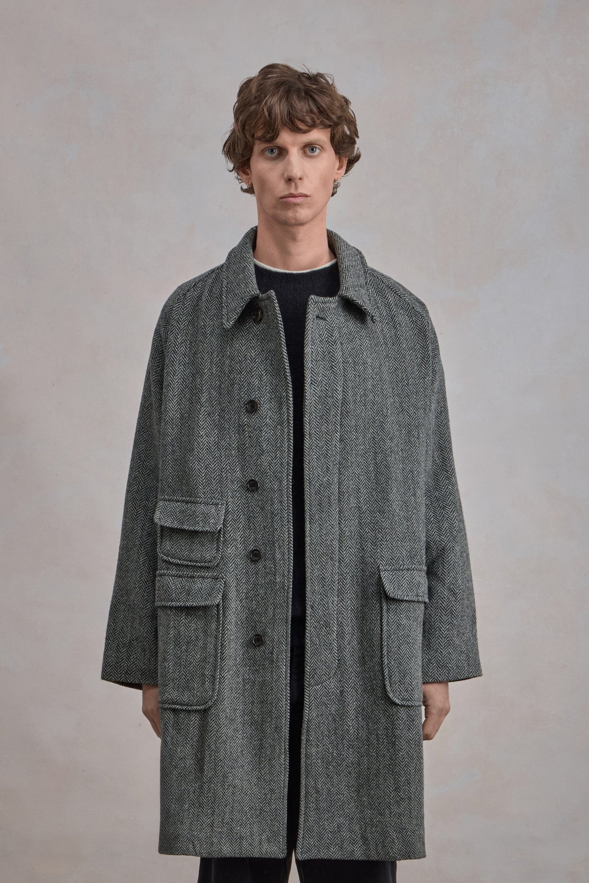 Manteau Balmacaan en laine - Chevron