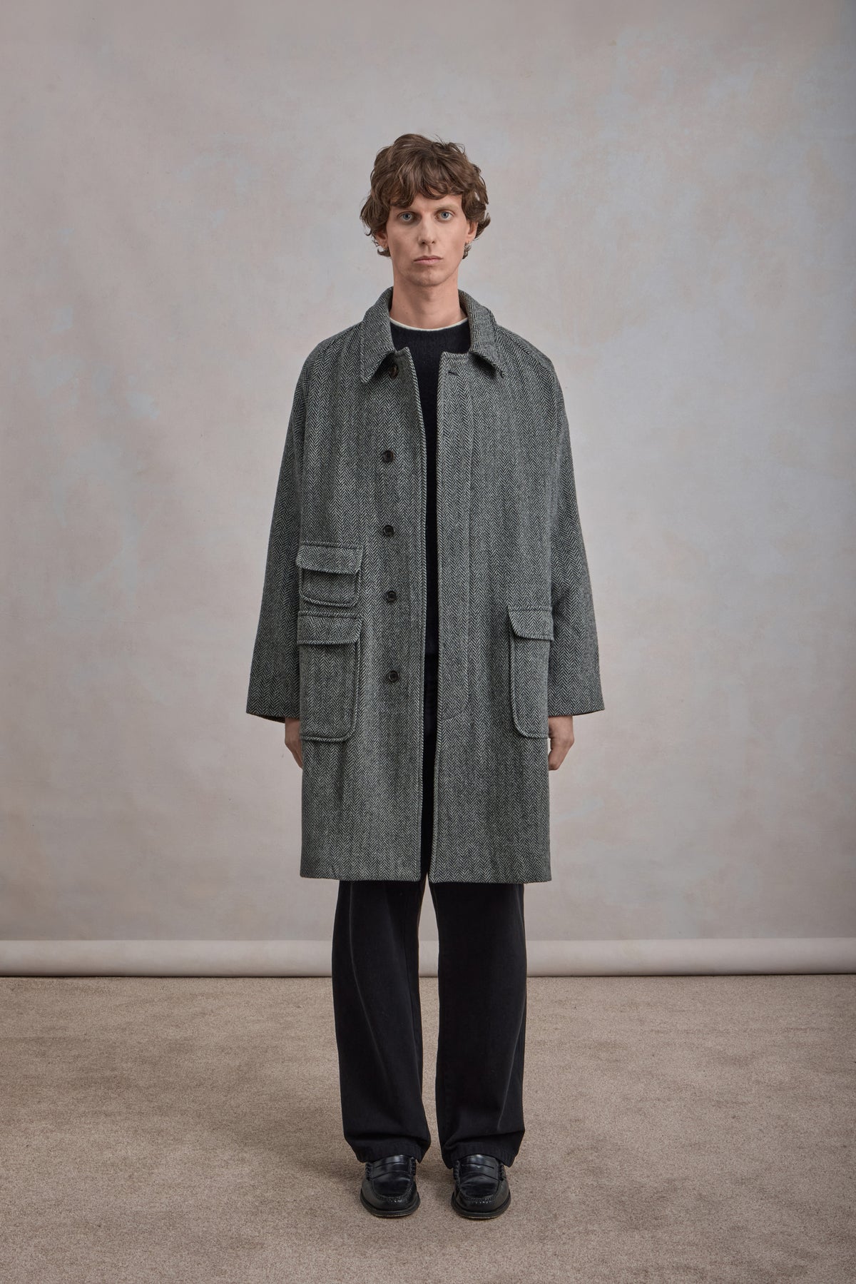 Manteau Balmacaan en laine - Chevron
