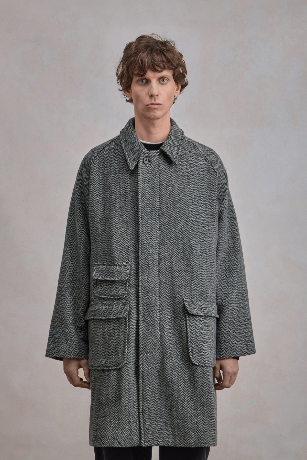 Manteau Balmacaan en laine - Chevron