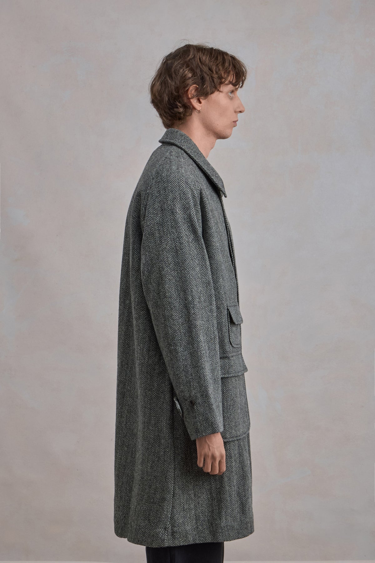 Manteau Balmacaan en laine - Chevron