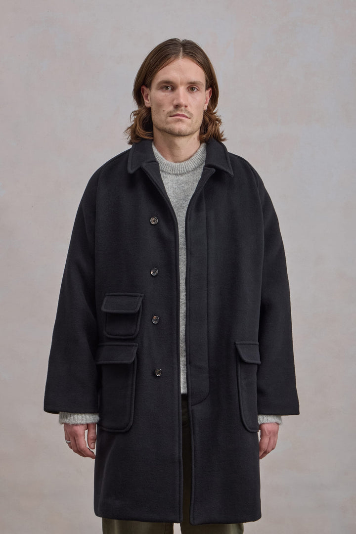 Manteau Balmacaan en laine - Noir