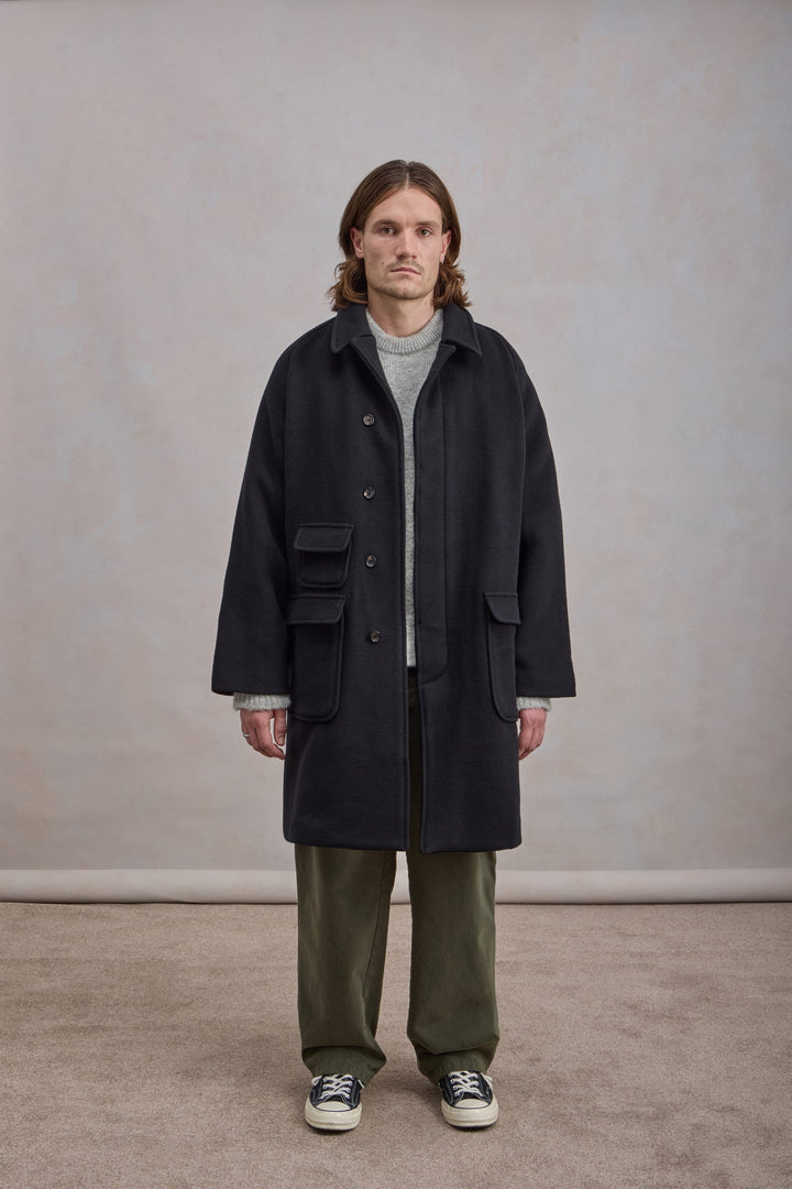 Manteau Balmacaan en laine - Noir