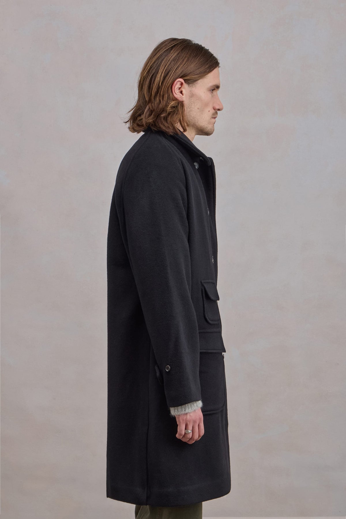 Manteau Balmacaan en laine - Noir