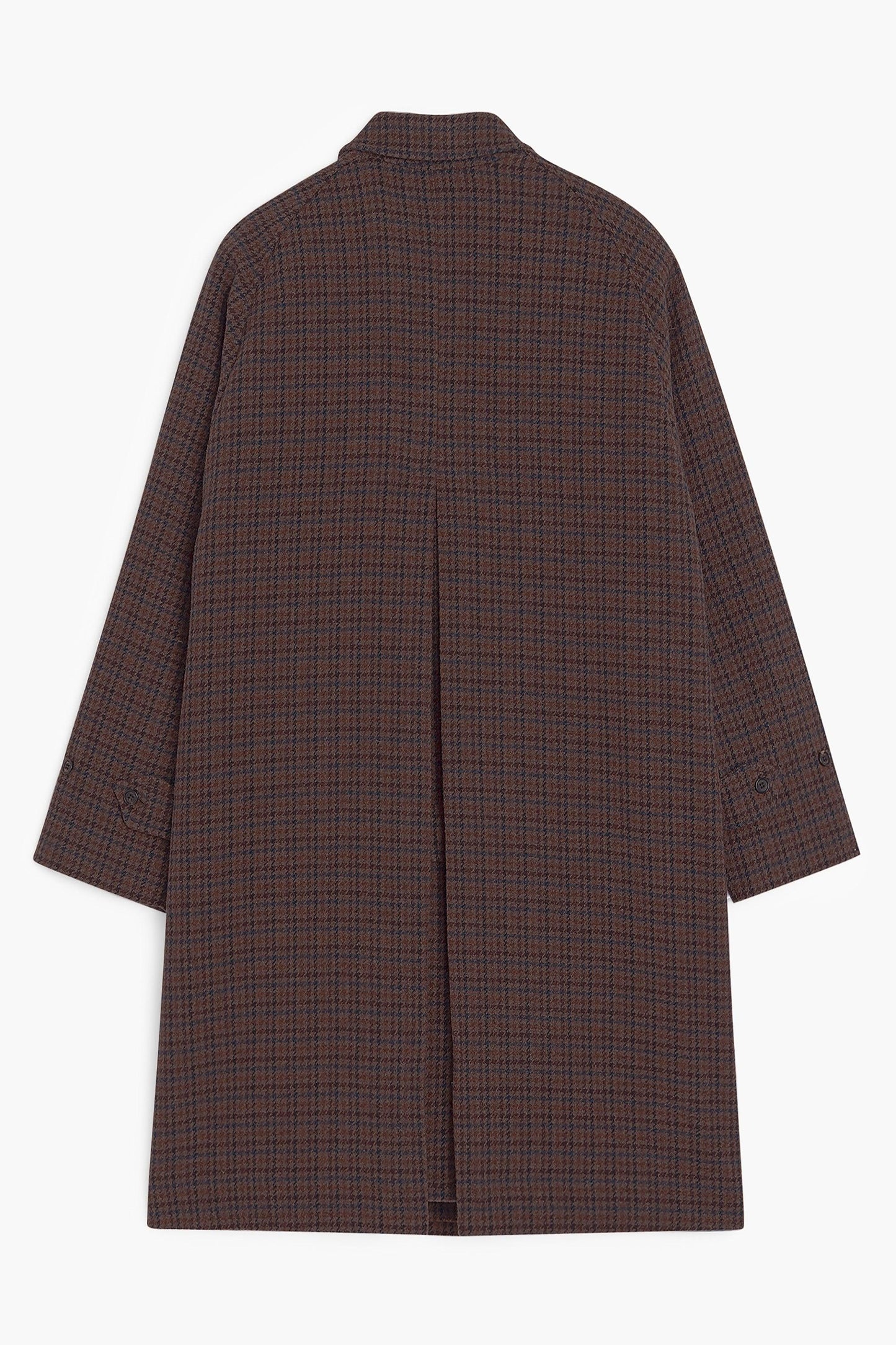 Balmacaan Wool Coat - Brown Houndstooth