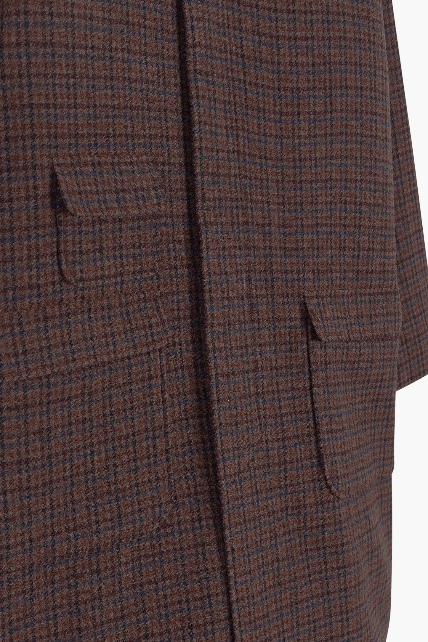 Balmacaan Wool Coat - Brown Houndstooth