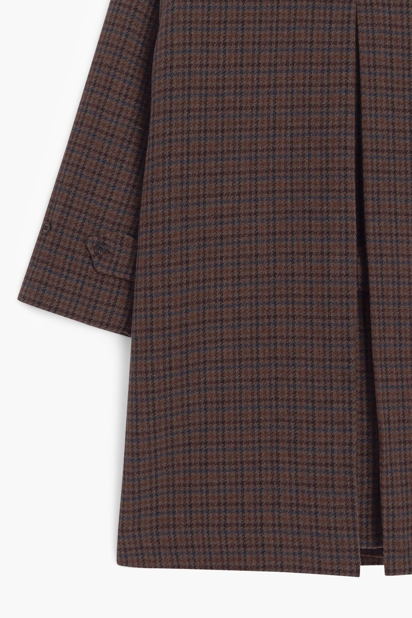 Balmacaan Wool Coat - Brown Houndstooth