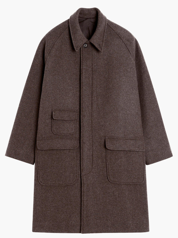 Manteau Balmacaan en laine - Marron