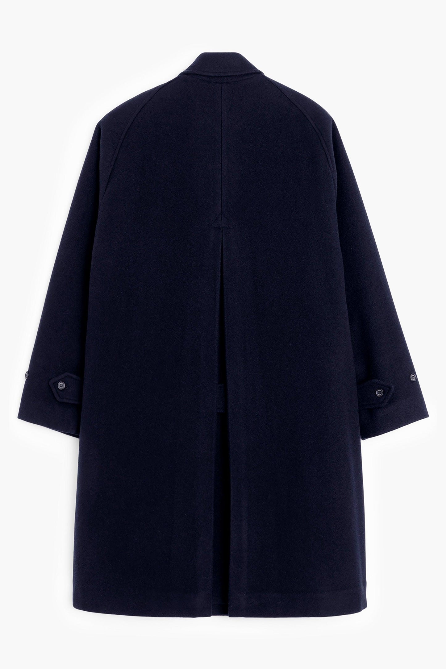 Balmacaan Wool Coat - Navy