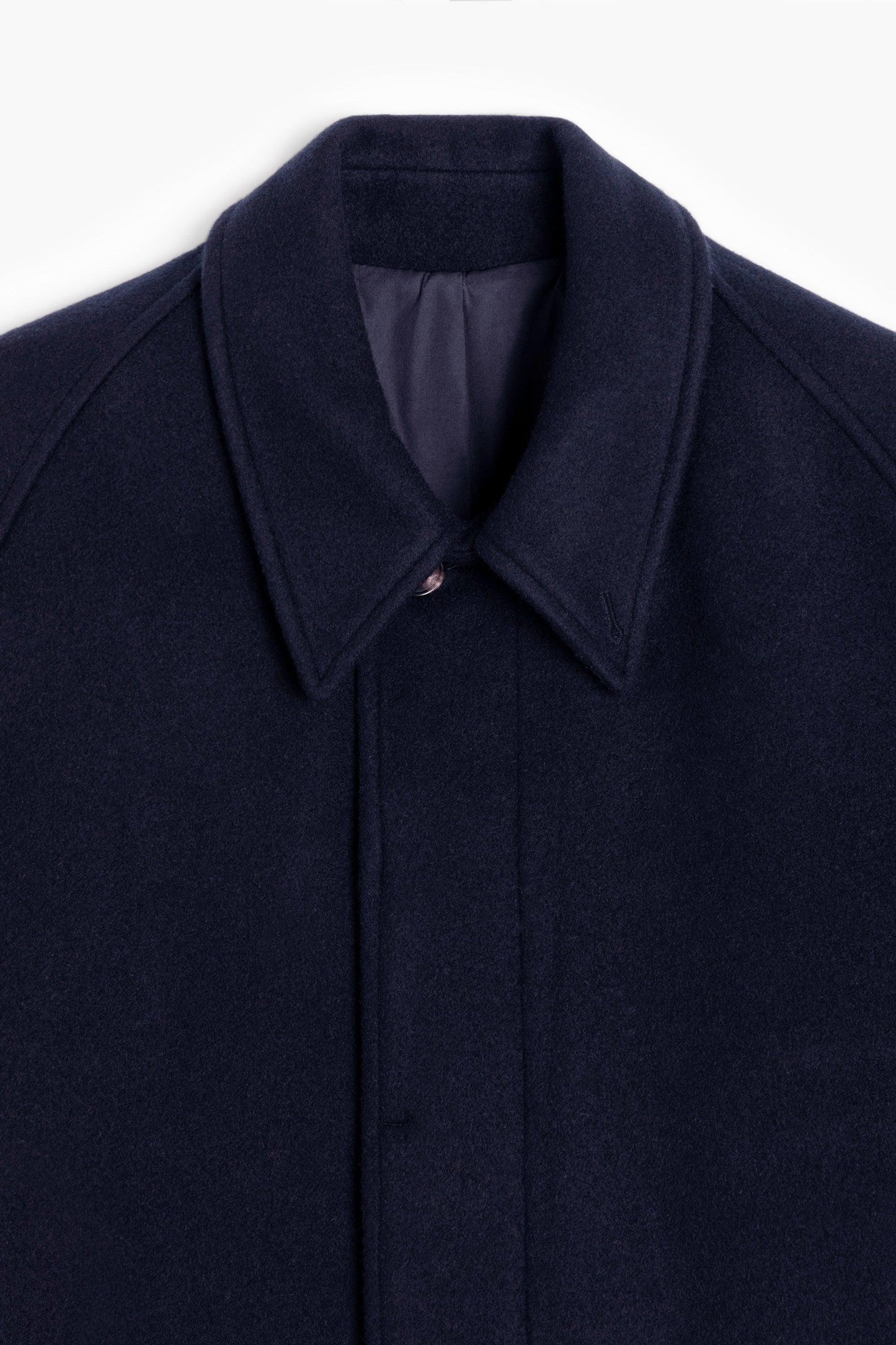 Balmacaan Wool Coat - Navy