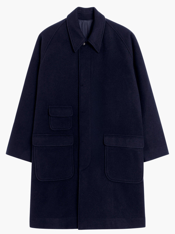 Manteau Balmacaan en laine - Marine