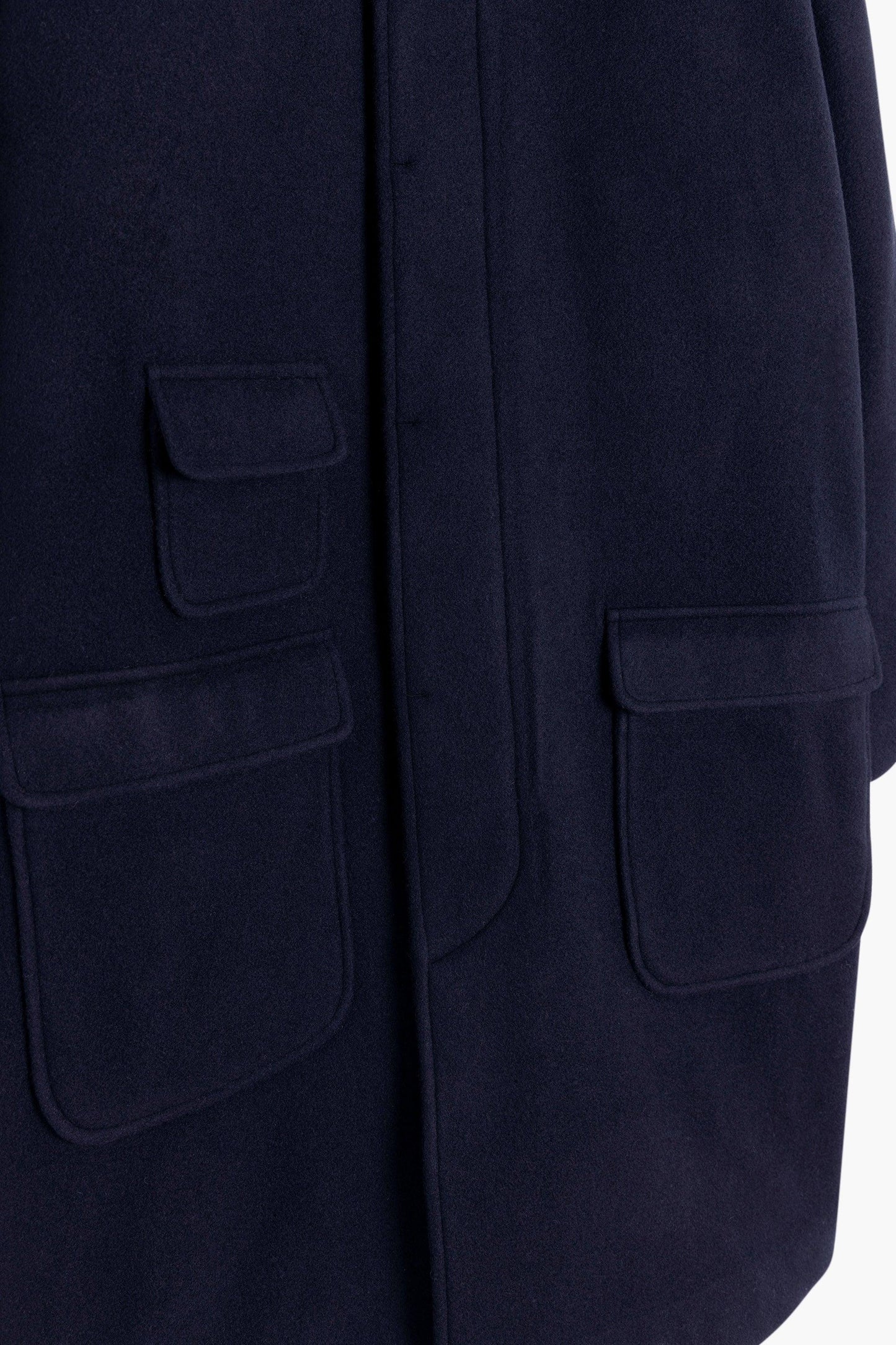 Balmacaan Wool Coat - Navy