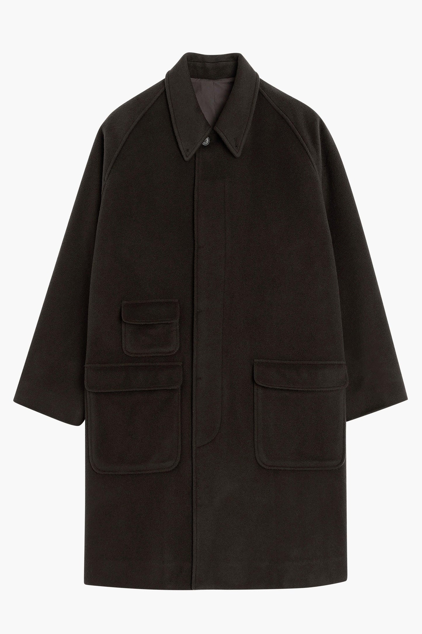 Balmacaan Wool Coat - Dark Olive