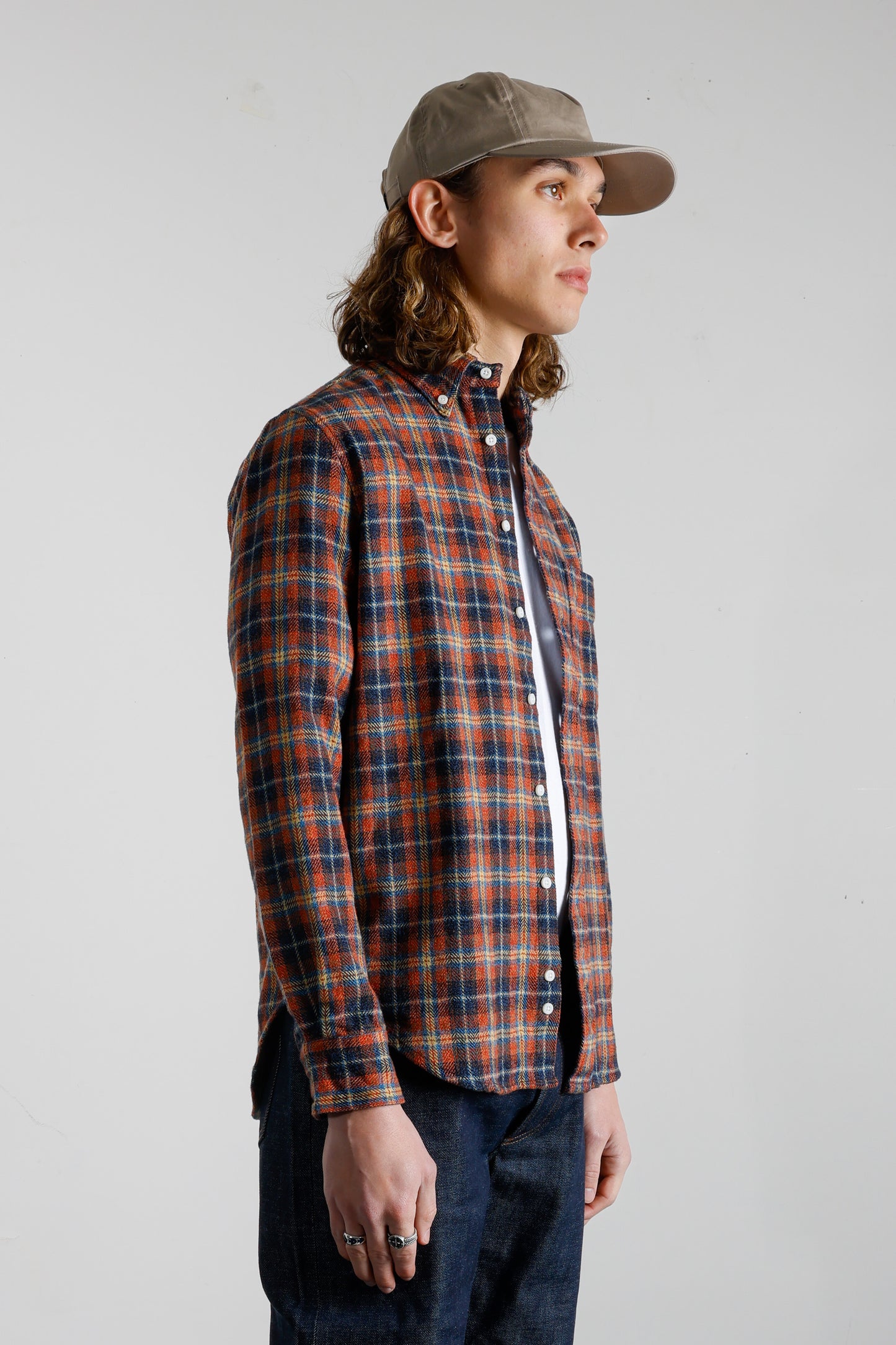 Checked Tweed Flannel Shirt - Red