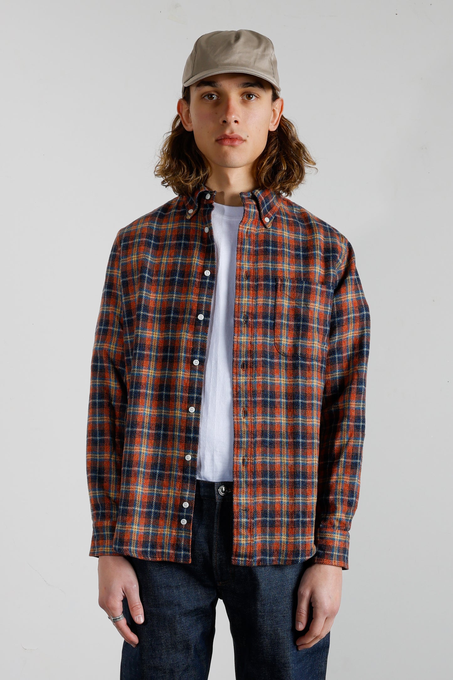 Checked Tweed Flannel Shirt - Red