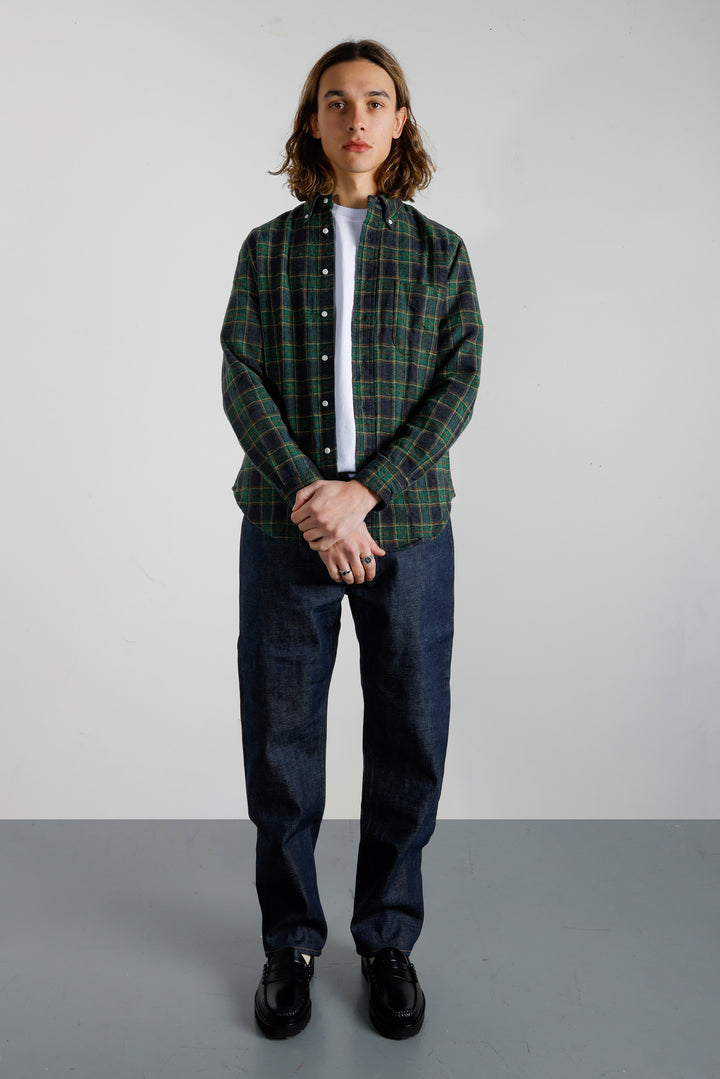 Checked Tweed Flannel Shirt - Green