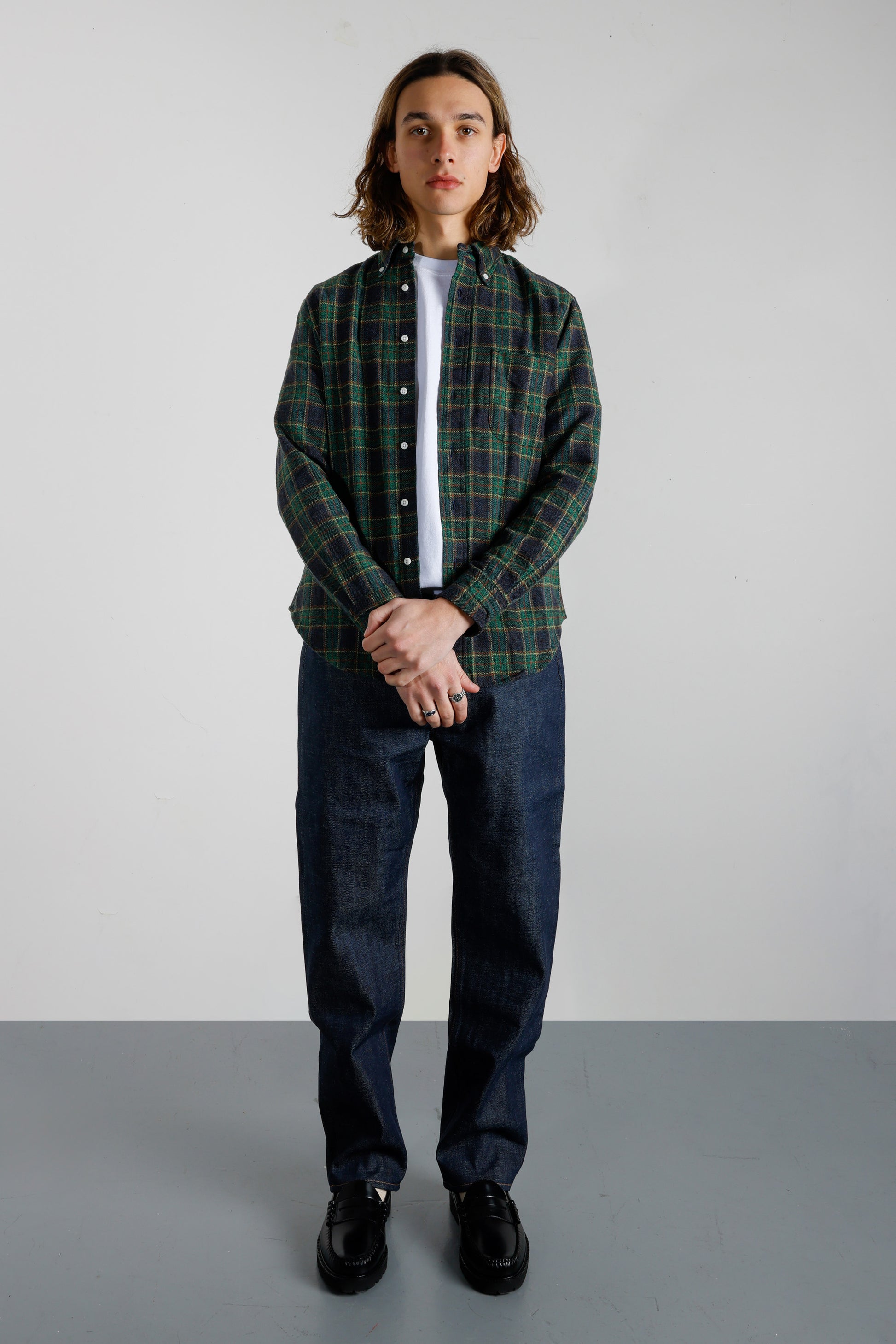 Men's Flannel Fleece Lined Shirt - Green Tartan Blackwatch (LV6