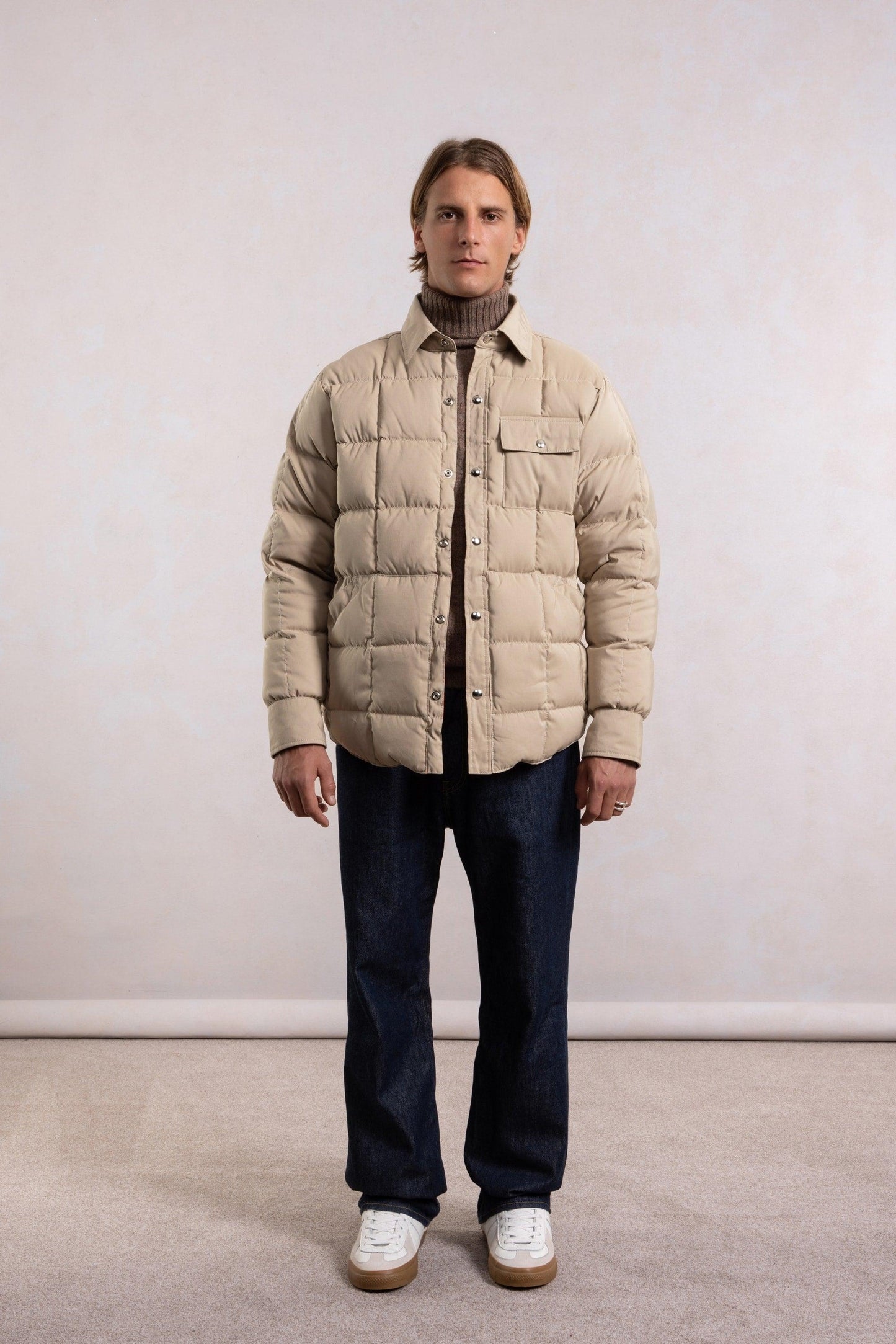 Down Jacket Overshirt - Beige/Orange