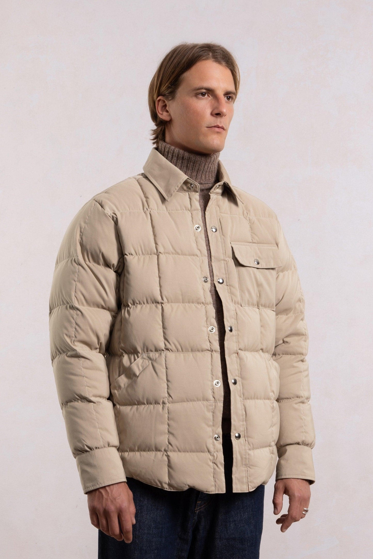 Down Jacket Overshirt - Beige/Orange