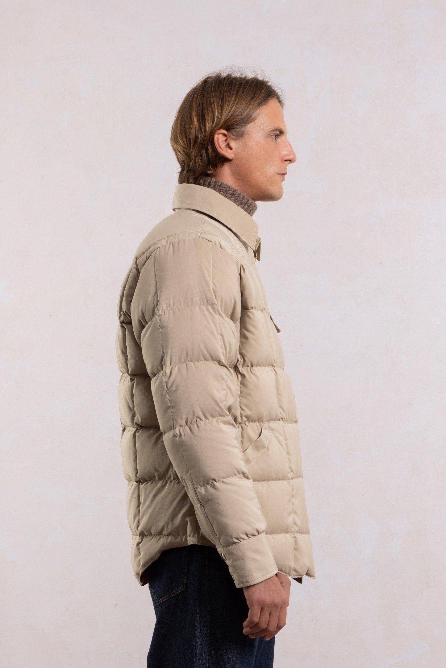 Down Jacket Overshirt - Beige/Orange