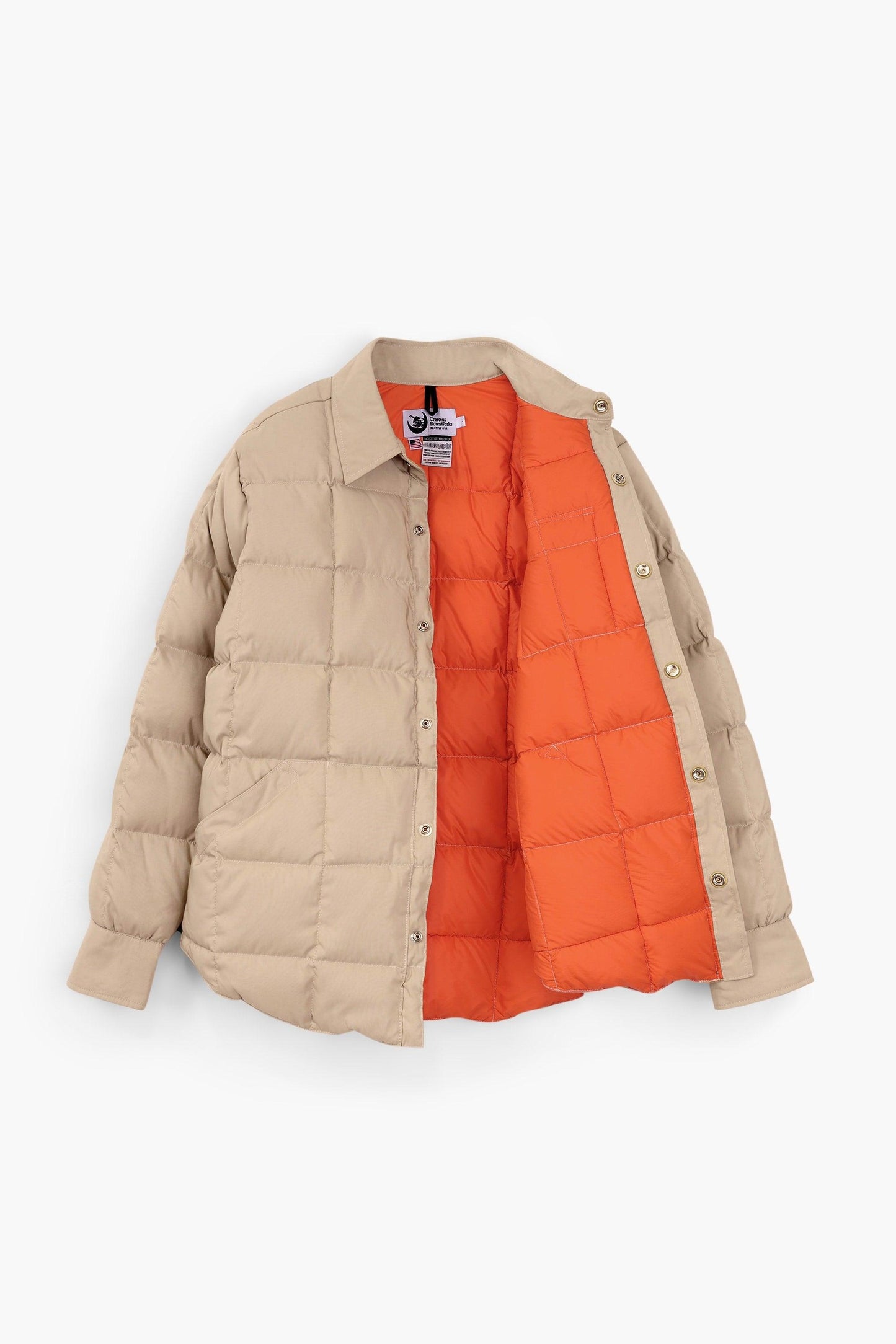 Down Jacket Overshirt - Beige/Orange