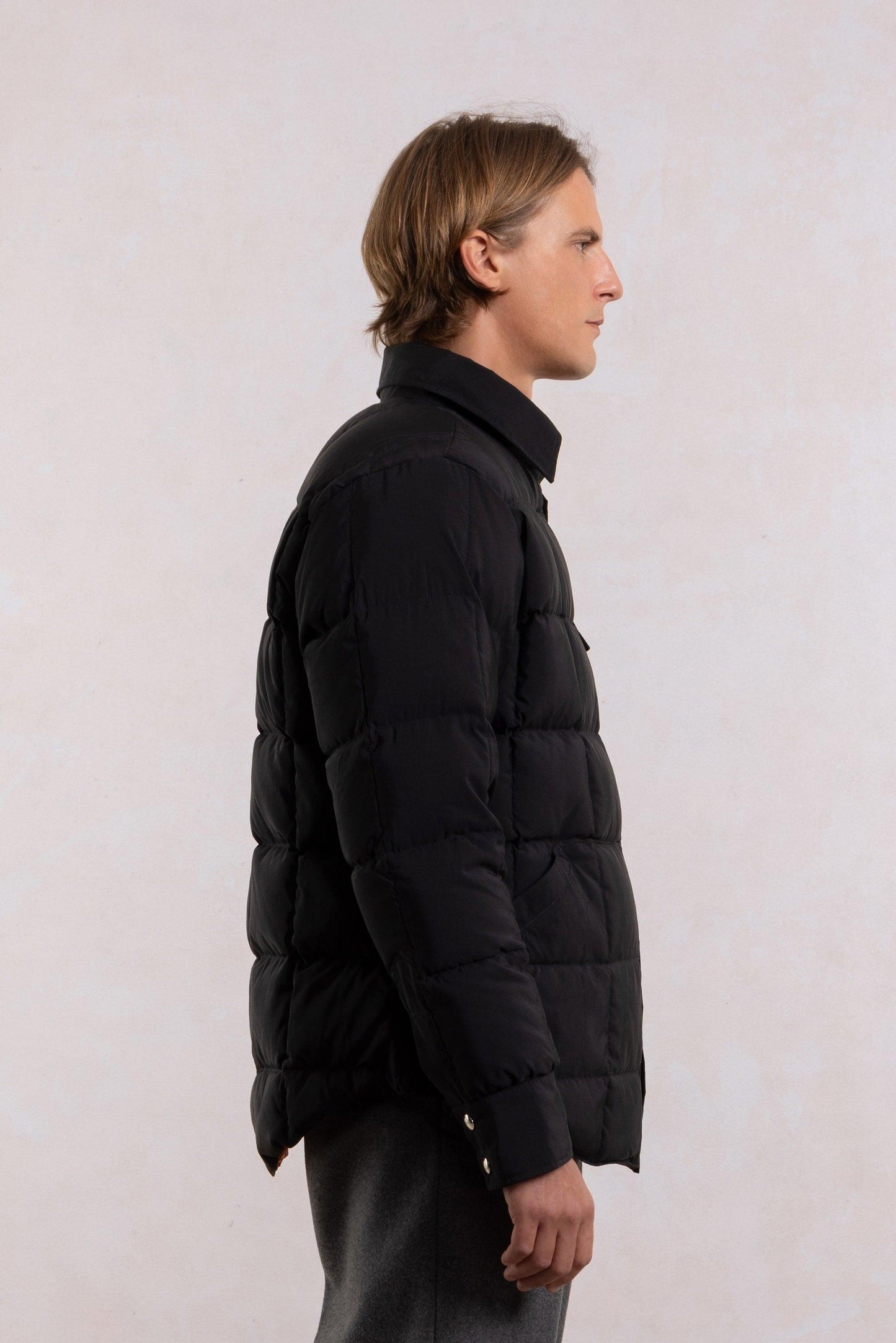 Down Jacket Overshirt - Black/Orange