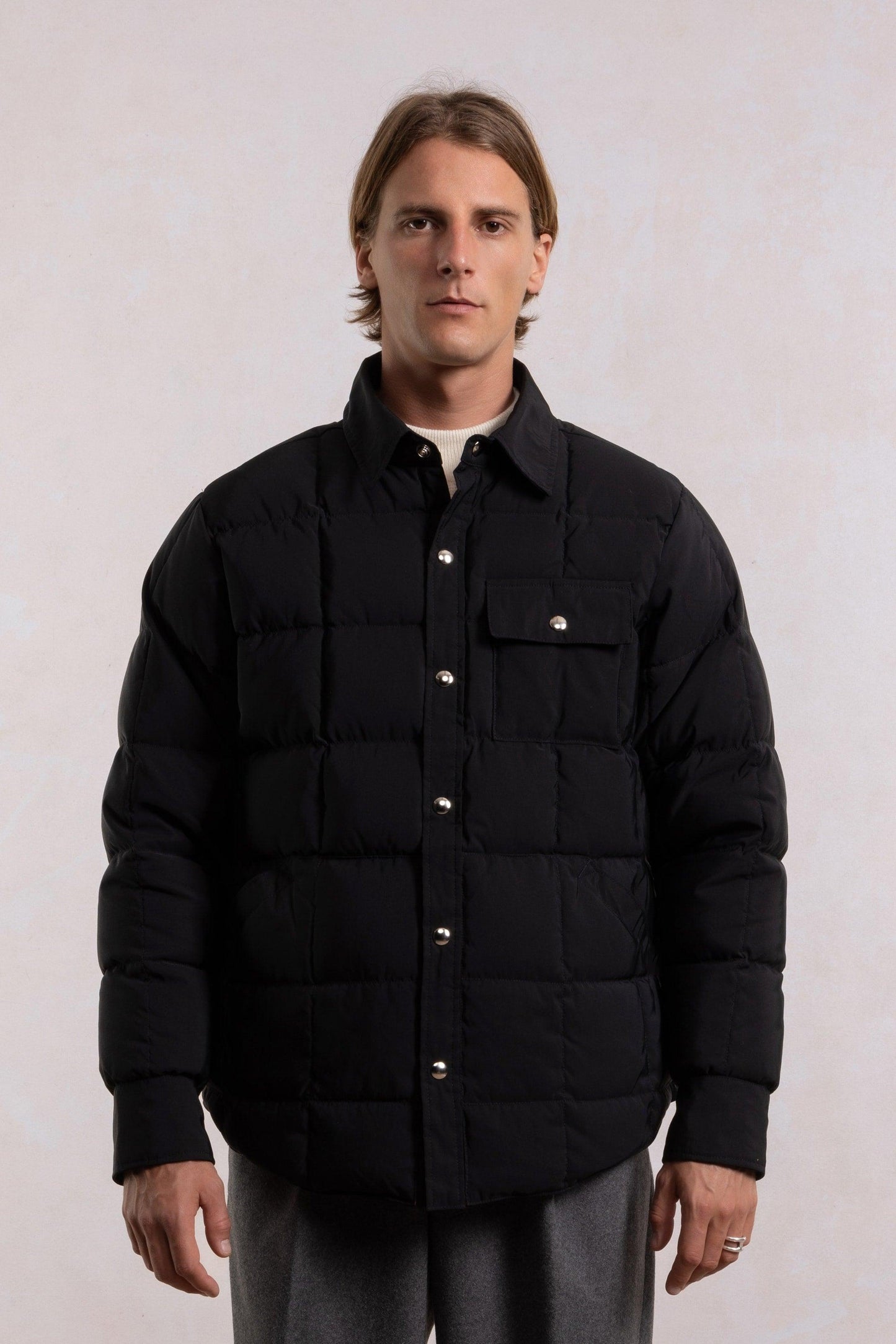 Down Jacket Overshirt - Black/Orange