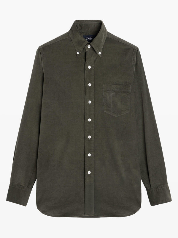 Chemise en velours côtelé - Olive