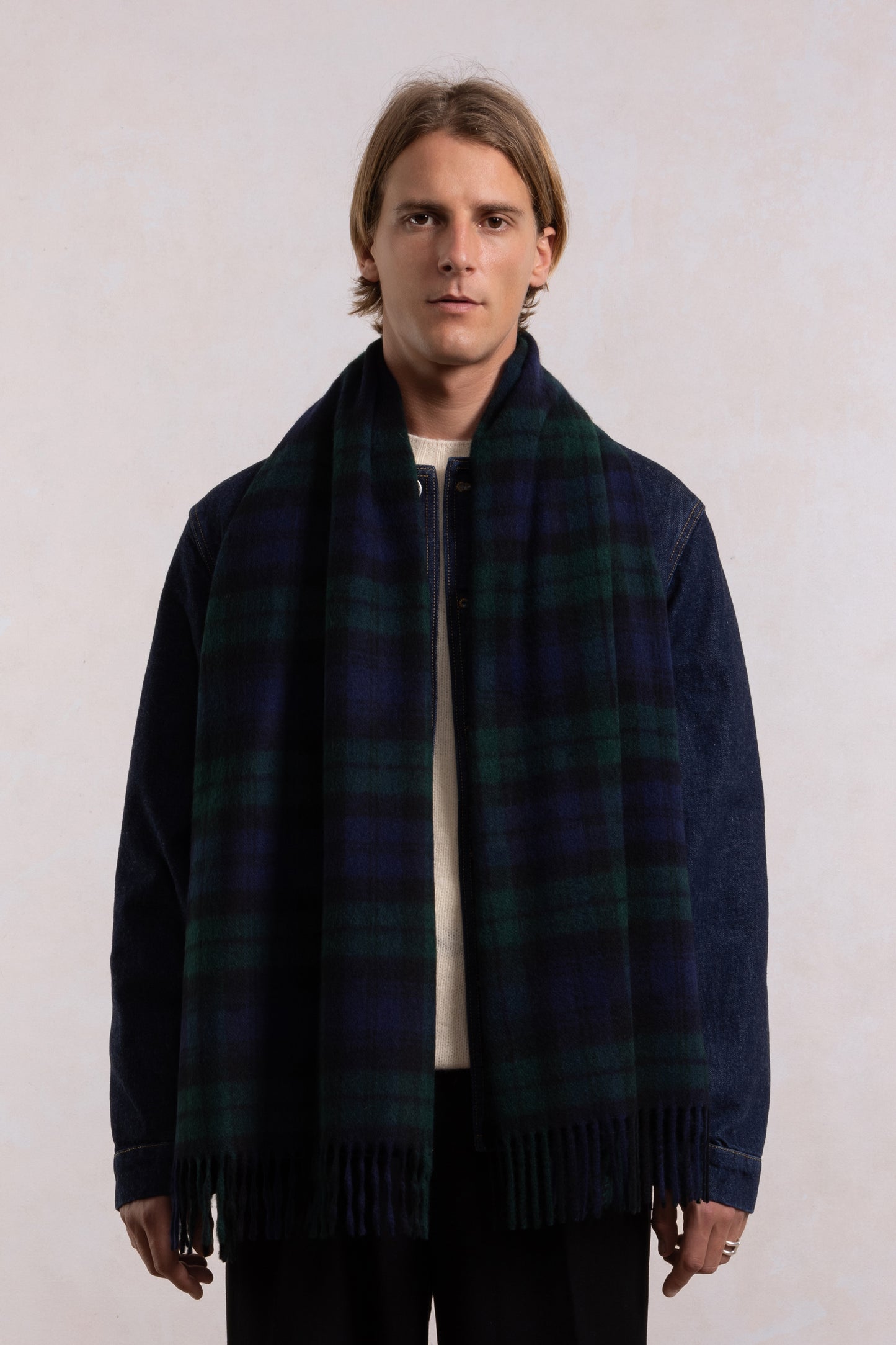 Lambswool Scarf - Black watch check