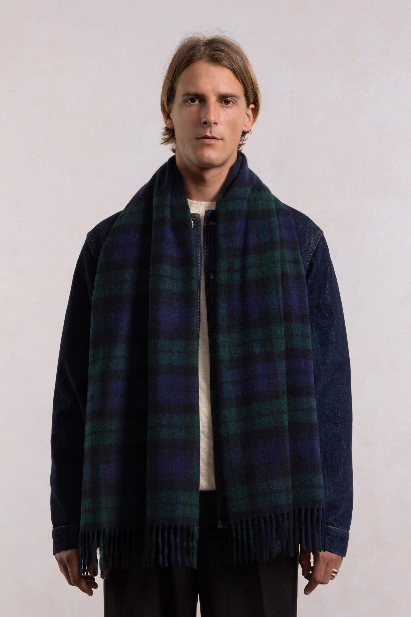 Lambswool Scarf - Black watch check