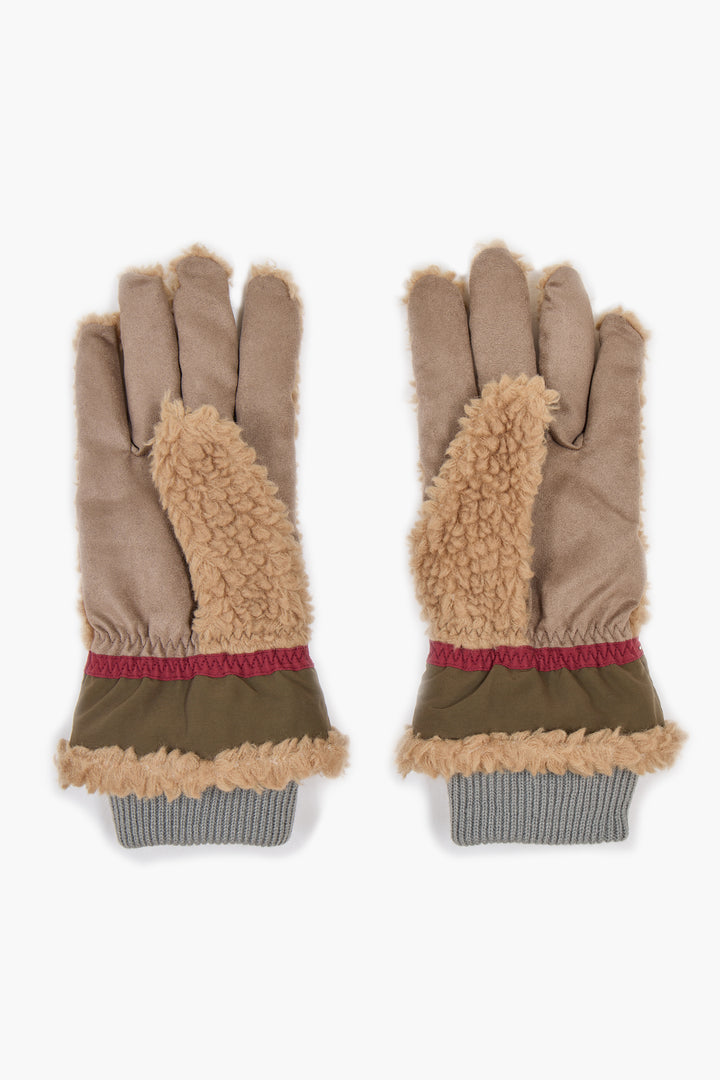 Gants en laine bouclée - Camel